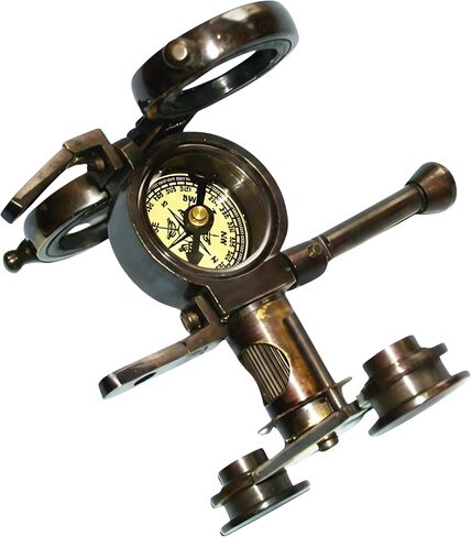 Antique Brass Binoculars with Compass – Vintage Nautical Pocket Binoculars with Premium Glass Lenses – Collectible Maritime Instrument for Home Décor, Desk, and Gifts (4 Inch) in Saudi Arabia
