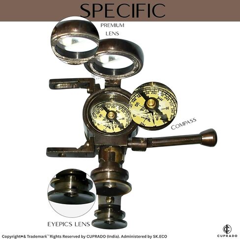 Antique Brass Binoculars with Compass – Vintage Nautical Pocket Binoculars with Premium Glass Lenses – Collectible Maritime Instrument for Home Décor, Desk, and Gifts (4 Inch) in Saudi Arabia