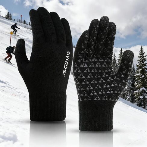 Winter Gloves for Men Women - Upgraded Touch Screen Cold Weather Thermal Warm Knit Glove for Running Driving Hiking，Black in Saudi Arabia