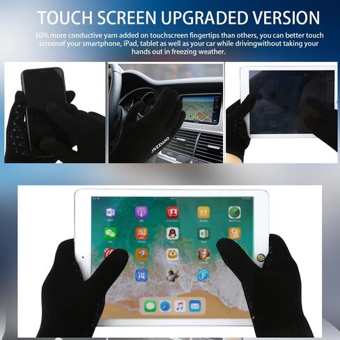 Winter Gloves for Men Women - Upgraded Touch Screen Cold Weather Thermal Warm Knit Glove for Running Driving Hiking，Black in Saudi Arabia