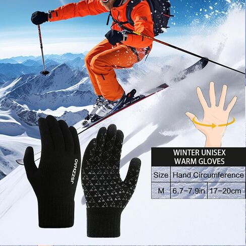 Winter Gloves for Men Women - Upgraded Touch Screen Cold Weather Thermal Warm Knit Glove for Running Driving Hiking，Black in Saudi Arabia