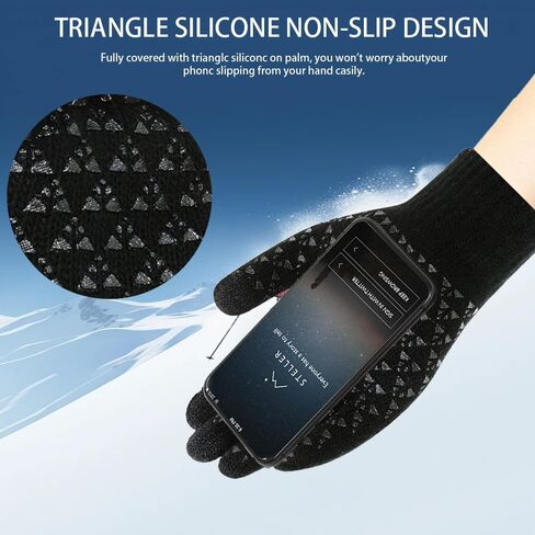 Winter Gloves for Men Women - Upgraded Touch Screen Cold Weather Thermal Warm Knit Glove for Running Driving Hiking，Black in Saudi Arabia