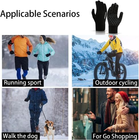 Winter Gloves for Men Women - Upgraded Touch Screen Cold Weather Thermal Warm Knit Glove for Running Driving Hiking，Black in Saudi Arabia