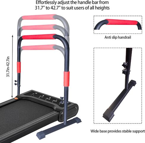 Handle Bar for Walking Pad Compatible with Walking Pad 23" Wide, Adjustable Handrail Height (31.5-43in), Heavy-Duty Steel Frame w/Non-Slip Base in Saudi Arabia