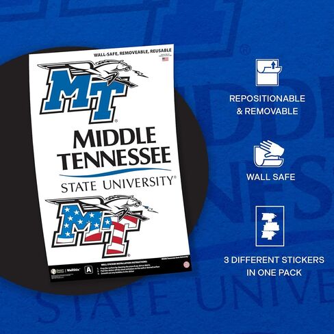 Desert Cactus Middle Tennessee State University WallStix Blue Raiders MTSU Removable Wall Sticker 11x17 Vinyl Decal Indoor Outdoor Use (Design A) in Saudi Arabia