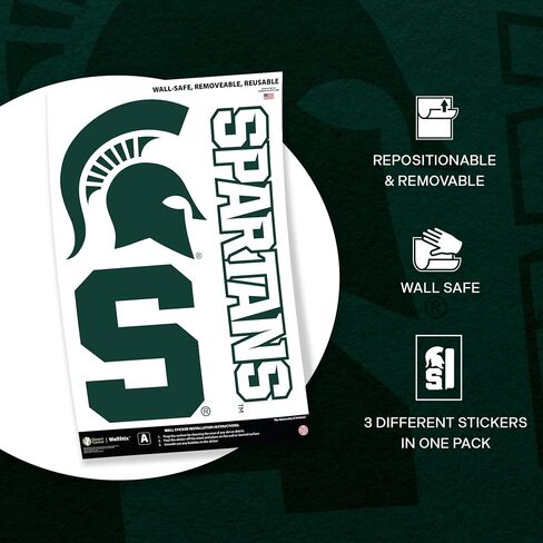 Desert Cactus Michigan State University WallStix Spartans MSU Removable Wall Sticker 11x17 Vinyl Decal Indoor Outdoor Use (Design A) in Saudi Arabia