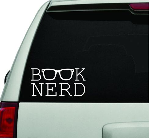 Book Nerd with Glasses White Version Car Window Windshield Lettering Decal Sticker Decals Stickers in Saudi Arabia