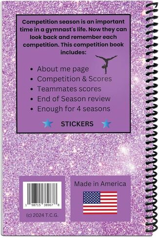 Girls Gymnastics Competition Scorebook - Journal for Tracking Meet Scores, Individual and Team, All About me Page, Autograph Page, Photo Page, end of Season Goals - with Fun Stickers! in Saudi Arabia