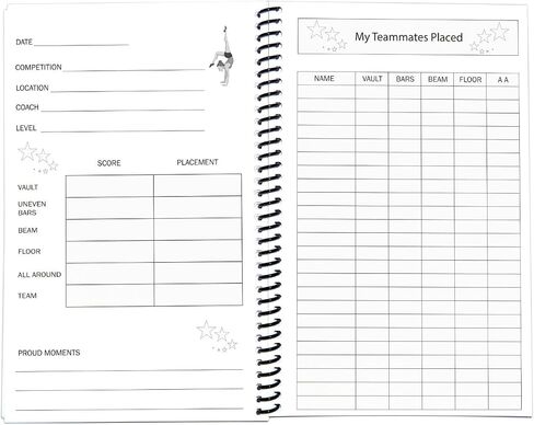 Girls Gymnastics Competition Scorebook - Journal for Tracking Meet Scores, Individual and Team, All About me Page, Autograph Page, Photo Page, end of Season Goals - with Fun Stickers! in Saudi Arabia