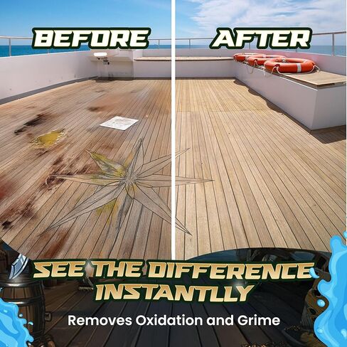 منظف ​​سطح القارب كابتن مالح - مزيل الأكسدة لأرضيات وأسطح القوارب - يعيد اللمعان ويزيل الأوساخ - منظف القوارب آمن للخشب والألياف الزجاجية والفينيل in Kuwait