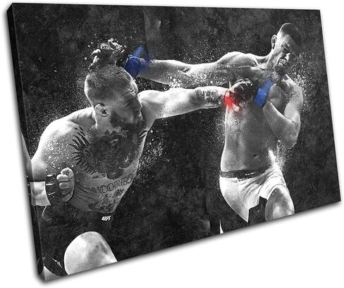 Bold Bloc Design - Conor McGregor Nate Diaz UFC MMA Sports 45x30cm Single Canvas Art Print Box Framed Picture Wall Hanging - Hand Made in The UK - Framed and Ready to Hang in Saudi Arabia