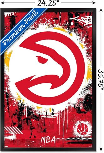 Trends International NBA Atlanta Hawks - Maximalist Logo 23 Wall Poster, 34L x 22.4W, Black Framed Version in Saudi Arabia
