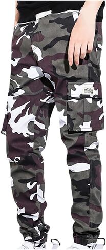 Muscularfit Men Cargo Pants Loose Fit Multi Pockets Camouflage Sweatpants Casual Stretch Tactical Hiking Pant Outdoor Fashion in Saudi Arabia
