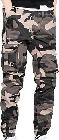 Muscularfit Men Cargo Pants Loose Fit Multi Pockets Camouflage Sweatpants Casual Stretch Tactical Hiking Pant Outdoor Fashion in Saudi Arabia