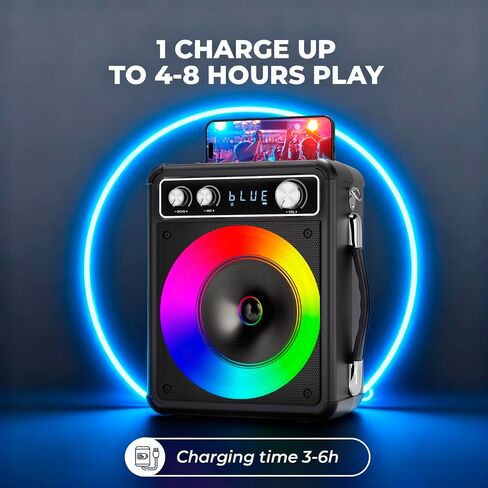 Karaoke Machine, Portable Bluetooth Karaoke Speaker with 3 Wireless Rechargeable Microphones, PA System for Adults Kids with LED Lights & Echo Adjustment, Supports TWS/TF/USB/AUX for Home Party in Saudi Arabia
