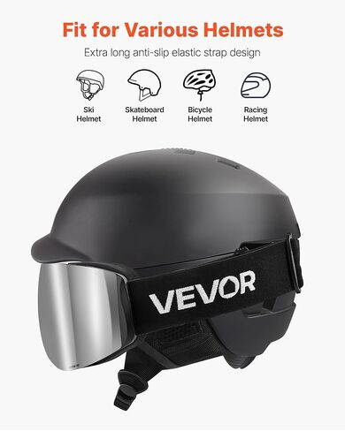 VEVOR Frameless Ski Goggles, Spherical Lens with Revo Coating, OTG Anti fog Snow Goggles, TPU Frame & Ventilation Structure in Saudi Arabia