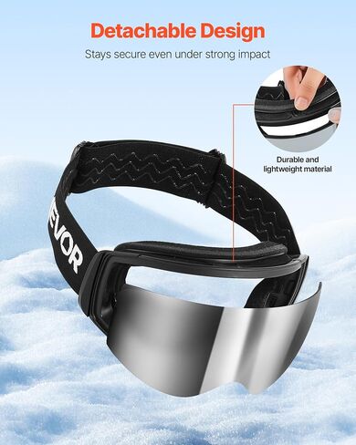 VEVOR Frameless Ski Goggles, Spherical Lens with Revo Coating, OTG Anti fog Snow Goggles, TPU Frame & Ventilation Structure in Saudi Arabia
