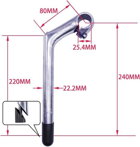Bike Stem 22.2×25.4mm Electroplating Gooseneck Stem Aluminum Alloy Stems 40mm/80mm with Teeth in Kuwait