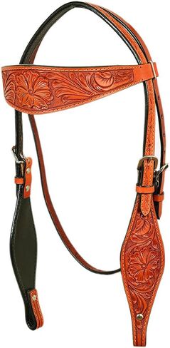 مجموعة طوق الثدي من HILASON Western Horse Headstall من الجلد الأمريكي الأصلي بزهور الماهوجني | للخيول in Saudi Arabia