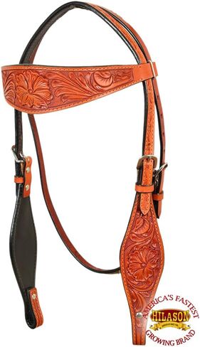 مجموعة طوق الثدي من HILASON Western Horse Headstall من الجلد الأمريكي الأصلي بزهور الماهوجني | للخيول in Saudi Arabia