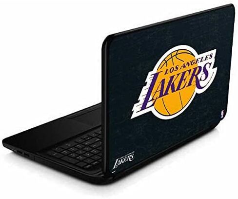 Skinit Decal Laptop Skin Compatible with 15.6 in 15-d038dx - Officially Licensed NBA Los Angeles Lakers Black Primary Logo Design in Saudi Arabia