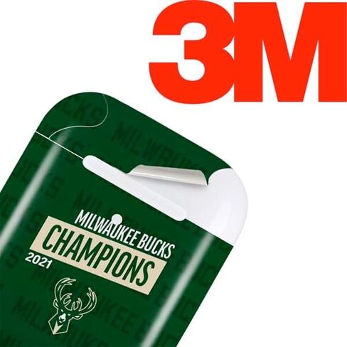 ملصق صوتي من Skinit متوافق مع Apple AirPods - تصميم مرخص رسميًا من NBA Milwaukee Bucks باللون الأخضر in Saudi Arabia
