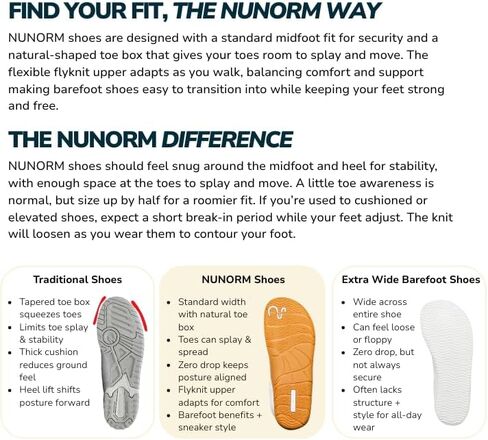 NUNORM Classic - Minimalist, Wide Toe Box Shoe with Flexible Breathable Knit Upper, Zero-Drop Sole, Machine Washable – Perfect for Every Day Wear & in The Gym - Unisex in Saudi Arabia