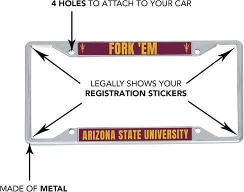 Desert Cactus Arizona State University License Plate Frame ASU Sun Devils Holder for Front or Back of Car Metal Car Tag Holder Officially Licensed (Slogan 1) in Saudi Arabia