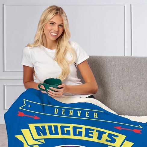 NORTHWEST NBA Denver Nuggets Silk Touch Sherpa Throw Blanket, 50" x 60", Hardwood Classics in Saudi Arabia