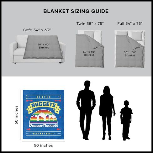 NORTHWEST NBA Denver Nuggets Silk Touch Sherpa Throw Blanket, 50" x 60", Hardwood Classics in Saudi Arabia