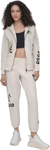 DKNY Women's Full Zip Graffiti Logo Hoodie Sweatshirt in Saudi Arabia