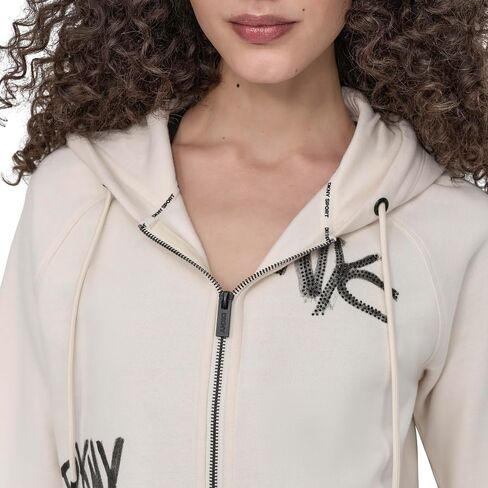 DKNY Women's Full Zip Graffiti Logo Hoodie Sweatshirt in Saudi Arabia