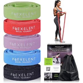 Fabric Resistance Bands for Working Out with 5 Strength Levels - Extra Light to Extra Heavy, Thick Resistance Workout Bands for Legs, Glutes, Hip, Stretching, Strength Training, and Physical Therapy in Saudi Arabia