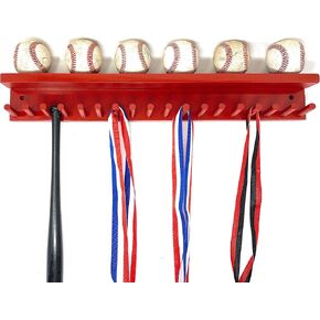 Award Medal Ribbons Display Rack and Trophy Wall Shelf 18 Medals Ball Holder Baseball Mini Bats 6 Baseball in Saudi Arabia