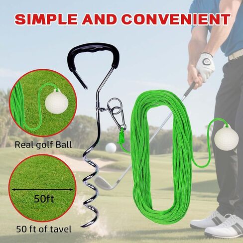 Golf Practice Tool,Training Tool in The Backyard with A Golf Ball & 50 Feet Ball Tavel,Golf Rope Swing Trainer,Great Gifts for Men, Dad, Husband, Women, Kid, Golfers in Saudi Arabia