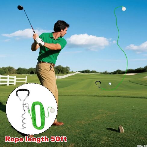 Golf Practice Tool,Training Tool in The Backyard with A Golf Ball & 50 Feet Ball Tavel,Golf Rope Swing Trainer,Great Gifts for Men, Dad, Husband, Women, Kid, Golfers in Saudi Arabia