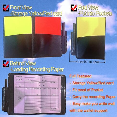 Soccer Referee Card Set, 4PACKS Warning Referee Red Cards Yellow Cards with Leather Wallet Recording Papers Pencils for Soccer Volleyball Football Baseball Rugby Games in Saudi Arabia