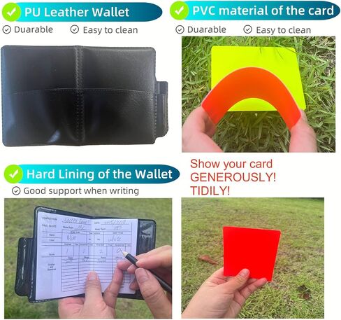 Soccer Referee Card Set, 4PACKS Warning Referee Red Cards Yellow Cards with Leather Wallet Recording Papers Pencils for Soccer Volleyball Football Baseball Rugby Games in Saudi Arabia