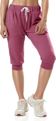 GIVON Women’s Capri Jogger Sweatpants -Lightweight 3/4 Lounge Workout Pants -Slim Fit Activewear for Yoga Running in Saudi Arabia