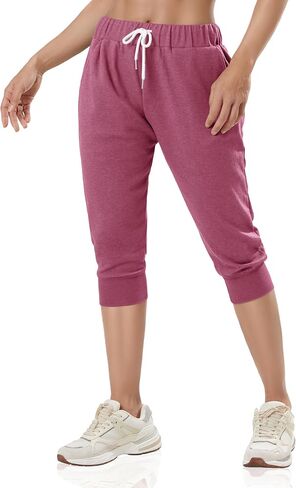 GIVON Women’s Capri Jogger Sweatpants -Lightweight 3/4 Lounge Workout Pants -Slim Fit Activewear for Yoga Running in Saudi Arabia