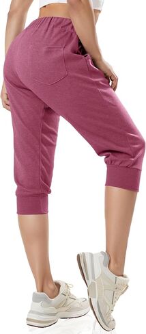 GIVON Women’s Capri Jogger Sweatpants -Lightweight 3/4 Lounge Workout Pants -Slim Fit Activewear for Yoga Running in Saudi Arabia