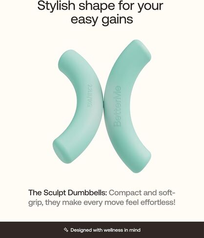 دمبل BetterMe Sculpt - زوج من أوزان اليد من النيوبرين بوزن 2.2 رطل - أوزان ناعمة غير قابلة للانزلاق للنساء - البيلاتس المدمجة والبار والدمبل للتمرين المنزلي in Kuwait