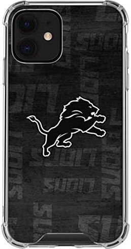 حافظة هاتف Skinit الشفافة متوافقة مع iPhone 12 - تصميم أسود وأبيض مرخص رسميًا من NFL Detroit Lions in Saudi Arabia