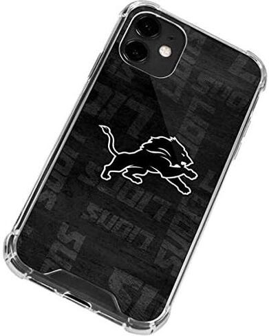 حافظة هاتف Skinit الشفافة متوافقة مع iPhone 12 - تصميم أسود وأبيض مرخص رسميًا من NFL Detroit Lions in Saudi Arabia