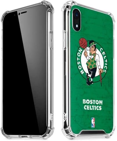 حافظة هاتف Skinit الشفافة متوافقة مع iPhone XR - تصميم الشعار الأساسي الأخضر المرخص رسميًا من NBA Boston Celtics in Saudi Arabia