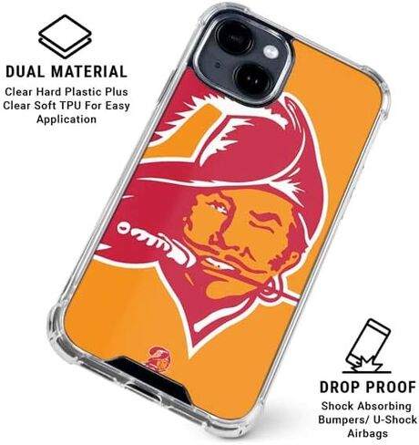 Skinit Clear Phone Case Compatible with iPhone 14 - Officially Licensed NFL Tampa Bay Buccaneers Retro Logo Design in Saudi Arabia