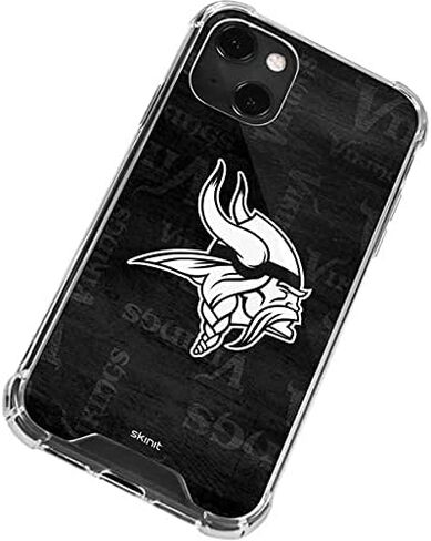 Skinit Clear Phone Case Compatible with iPhone 13 Mini - Officially Licensed NFL Minnesota Vikings Black & White Design in Saudi Arabia