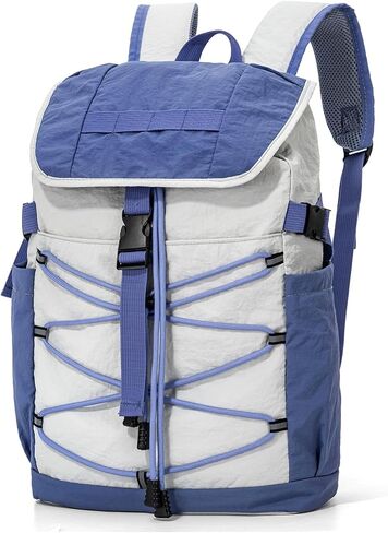 Casual Backpack for Women Men, 15L Lightweight Waterproof Nylon Daypack with Multiple Pockets, College Bookbag for School, Hiking & Travel (Khaki) in Kuwait