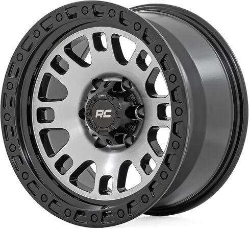 Rough Country 82 Series One-Piece 15x8 | 5x4.5 | -19mm Offset-82151813M Semi-Gloss Black Wheel with Aluminum (15 x 8. inches /5 x 4 inches, -19 mm Offset) in Saudi Arabia