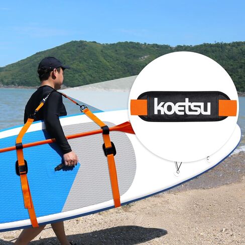 حزام لوح التجديف من KOETSU - أشرطة حمل SUP قابلة للتعديل، حزام كتف مبطن مع خطاف لقوارب الكاياك/لوح التجديف/لوح ركوب الأمواج in Kuwait